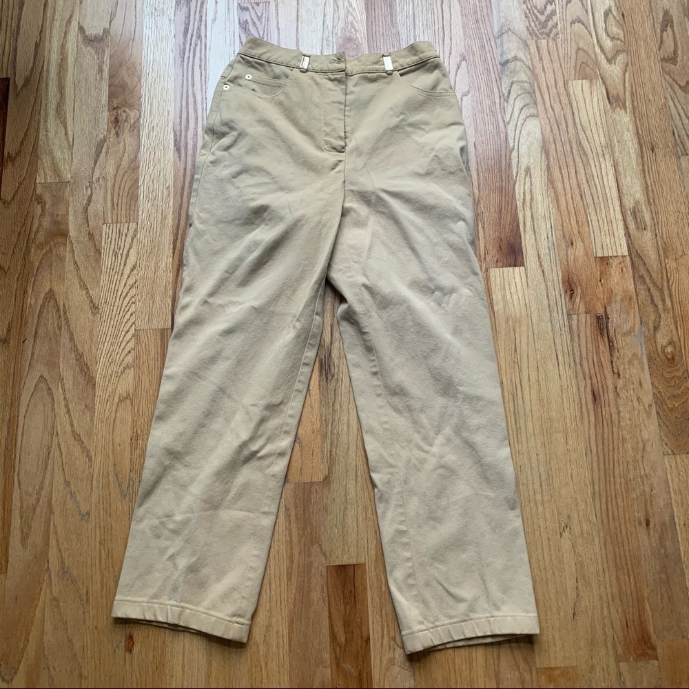 Women's Vintage Y2K St. John Essentials Tan Gold Dress Work Pants Trousers Sz 6